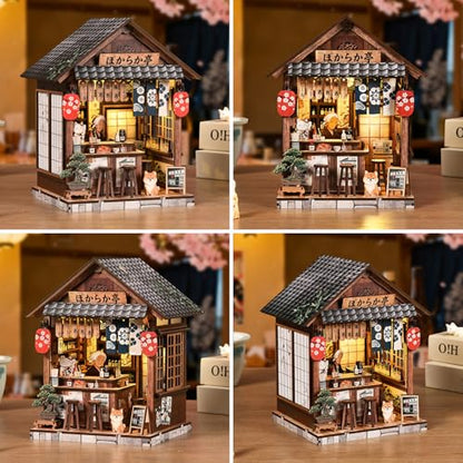 DIY Book Nook Kit with LED Light, Miniature Dollhouse, 3D Wooden Puzzle, Bookshelf Insert Decor Craft Gift (The Mellow Pub) - style: The Mellow Pub