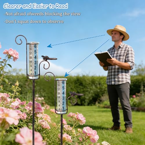 Rain Gauge Outdoor, Hummingbird Rain Gauge for Lawn, Yard and Garden - color: Hummingbird