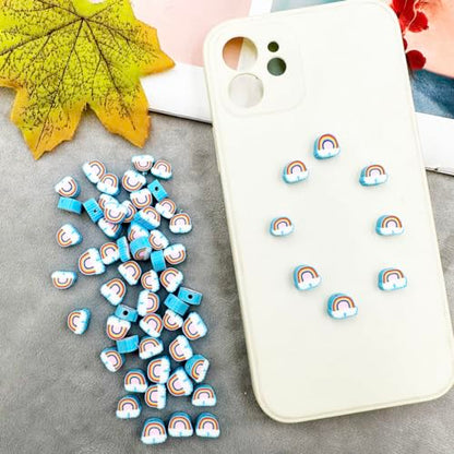 Rainbow Cloud Handmade Polymer Clay Beads, 100pcs Polymer Clay Spacer Beads for Women Jewelry Making DIY Charms Bracelet Necklace Hair Clip Accessories Handmade Craft - color: cloud rainbow