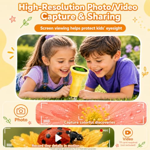 1000X Microscope for Kids, 2'' Screen Kids Wonder Quest Microscope Camera, Digital Handheld Microscope, Educational Kids Magnifying Glass, Christmas Birthday Gifts for Age 3 4 5 6 7 8 9 10- Yellow - color: Yellow