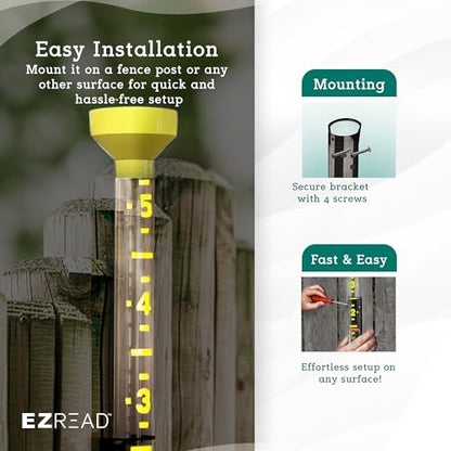 Headwind EZRead 26” Giant Professional Outdoor rain Gauge, USA Made Heavy Duty All Weather Freeze Proof mountable with Float, Yellow (820-0018) - color: Yellow, size: 26-Inch