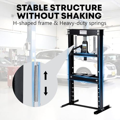 12T Steel Hydraulic Shop Press, Flat Head h-Frame Heavy Duty Press Machine
