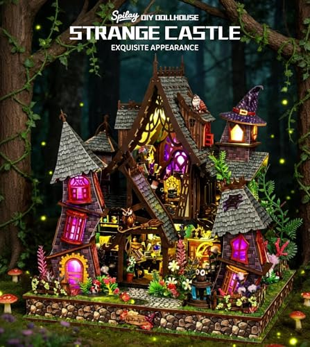 Spilay DIY Miniature House Kit for Adults, Miniature Dollhouse Building Kit - color: Strange Castle