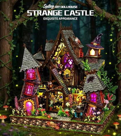 Spilay DIY Miniature House Kit for Adults, Miniature Dollhouse Building Kit - color: Strange Castle