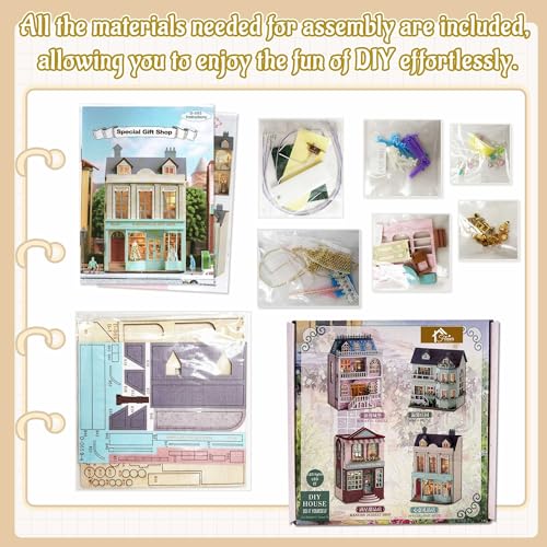 Flever Dollhouse Miniature DIY House Kit Creative Room with Furniture for Romantic Valentine's Gift (Paris Gift Store) - color: Paris Gift Store