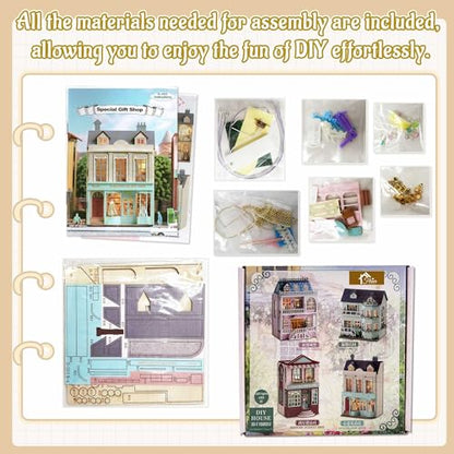 Flever Dollhouse Miniature DIY House Kit Creative Room with Furniture for Romantic Valentine's Gift (Paris Gift Store) - color: Paris Gift Store