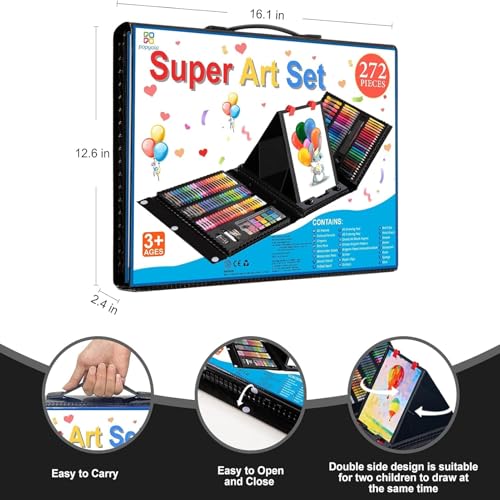 Art Supplies, 272 Pack Art Set Crafts Drawing Kit for Kids Girls Boys Teens - color: Black