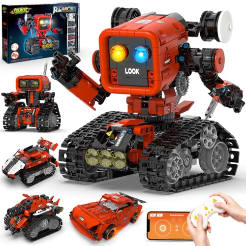 5 in 1 Robot Building Kit, STEM APP & Remote Control Robotics - color: Red