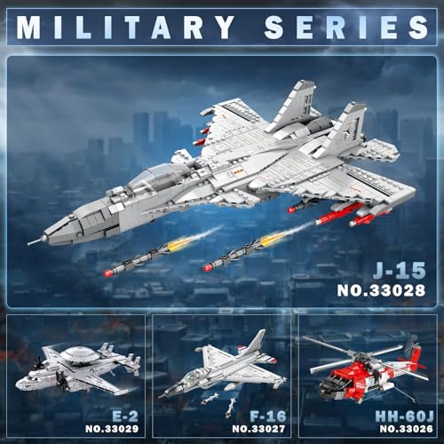 Reobrix J-15 Fighter Jet Building Set, 1066 PCS Military Airplane Model Kit for Adults & Teens 14+, Carrier-Based Aircraft Building Blocks with Foldable Wings, Missiles & Openable Cockpit - color: J-15