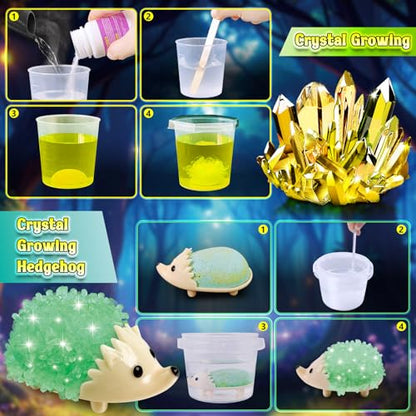 UNGLINGA Crystal Growing Kit for Kids, Grow 6 Vibrant Crystals Making Kit
