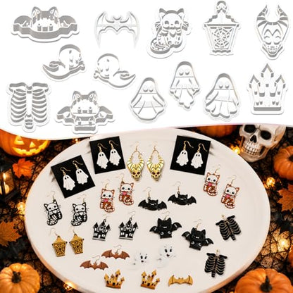 13 Pcs Halloween Spooky Polymer Clay Cutters Set - color: Skeleton