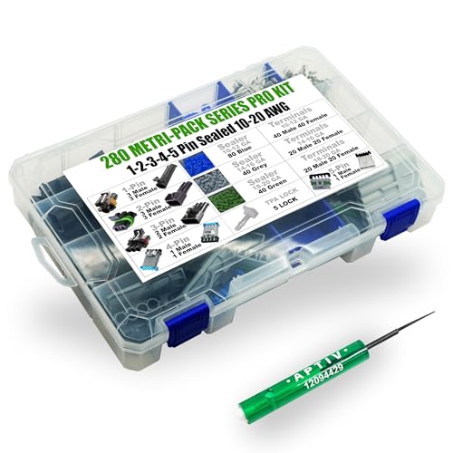 360pcs Metri-Pack 280 Series (1 to 5 Pin Set Box) 30 Amp Conductor Connector, Terminal, Sealed Weatherproof Automotive Electrical Connectors Kit 10-20 GA (w/Removal Tool) - size: 1-5 Pin Kit (360pcs w/tool)