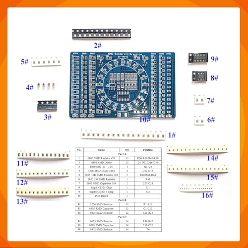 Soldering Practice Kit - 4-in-1 SMD & SMT DIY Electronic Kits | Soldering Training Board for Beginners, Hobbyists, and Students | Perfect for Learning Surface Mount Soldering Techniques