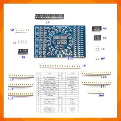 Soldering Practice Kit - 4-in-1 SMD & SMT DIY Electronic Kits | Soldering Training Board for Beginners, Hobbyists, and Students | Perfect for Learning Surface Mount Soldering Techniques