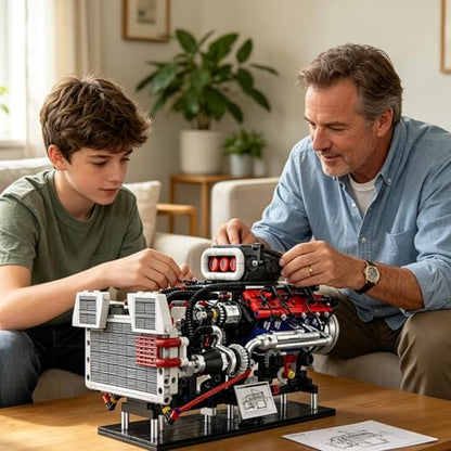 V8 Supercharged Engine Model Set that Run for Adults Kids,1151PCS