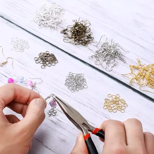 Hypoallergenic Earring Hooks, Ear Wires Fish Hooks, 600 Pcs Silver Earing Making Supplies Kit with Earring Backs and Jump Rings for DIY Jewelry Making (Silver) - color: Silver