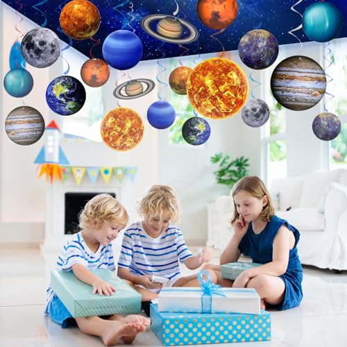 40PCS Space Solar System Theme Hanging Swirls Decorations