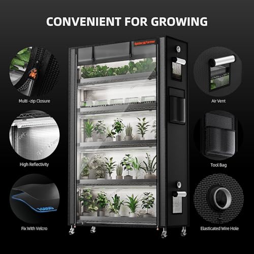 Spider Farmer 6 Tier Plant Shelf with Grow Lights Indoor Greenhouse Tent - size: L-43x16x71in
