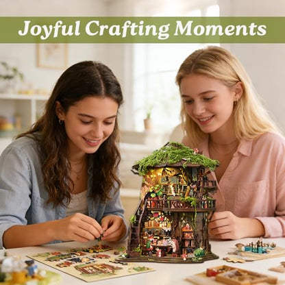 Forest Tea Book Club Book Nook Kit with LED Treehouse Library - style: Forest Tea Book Club