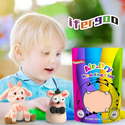 ifergoo 100g Skin Air Dry Clay, 3.5oz DIY Creative Modeling Clay for Kids - color: Skin/100g