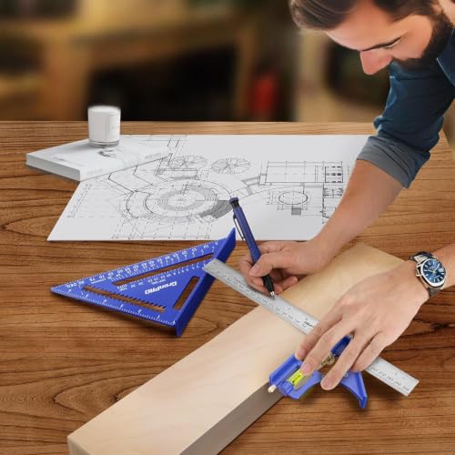 GRENPRO Combination Square Set, 7 & 12 Inch Aluminum Zinc Carpenter Tool - style: With Bubble Level