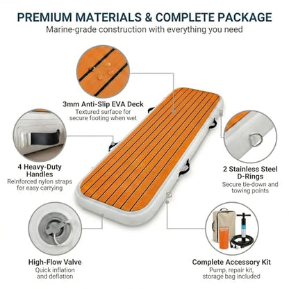 6.6 ft Inflatable Gangway for Boats & Yachts, 500 lb Non-Slip EVA Dock-to-Boat Boarding Ramp, Reinforced PVC Floating Walkway with 4 D-Rings, 4 Handles, Pump & Carry Bag - size: 6.6 ft (78.7 in)