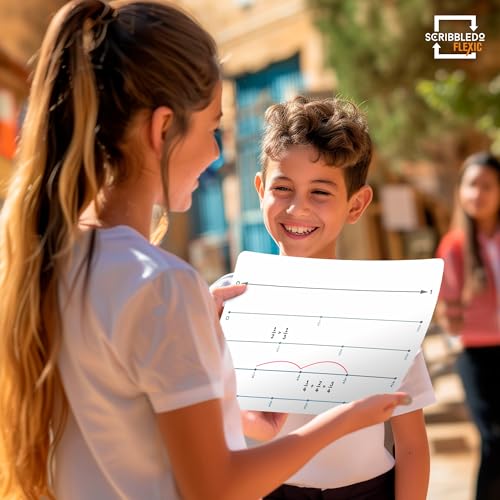 SCRIBBLEDO Fraction 9”x12” Dry Erase Number Line for Students Small White Board Dry Erase Sheets Math Manipulatives Numberline Homeschool Supplies Teacher Classroom Pack of 10 Sheets