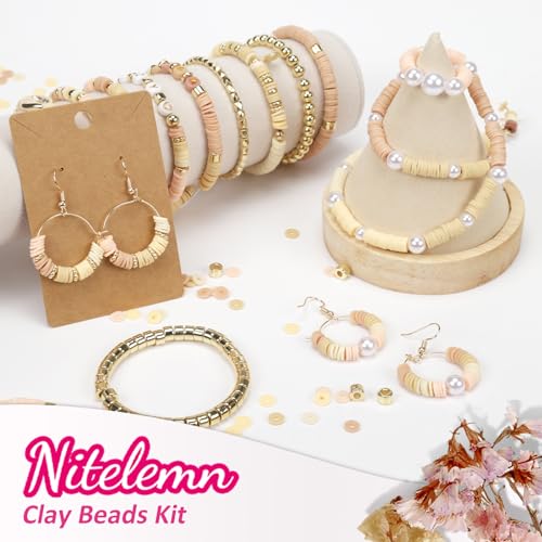 2370pcs Neutral Clay Beads for Bracelets Making - color: Neutral