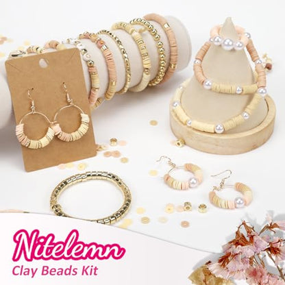 2370pcs Neutral Clay Beads for Bracelets Making - color: Neutral