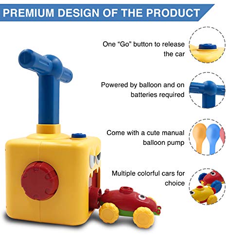Balloon Launcher with Inertia Car Toy Set for Kids Ages 3 and Up - color: Green
