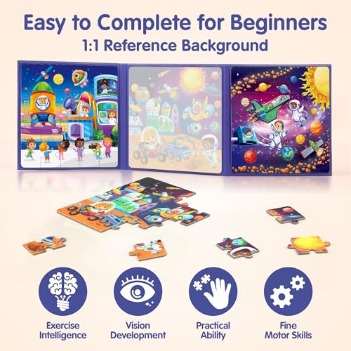 SYNARRY Space Solar System Magnetic Puzzles for Kids Ages 3-5 - style: Space