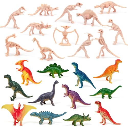 48 Pieces 3.7 Inch Dinosaur Figures and Dinosaur Fossil Skeletons