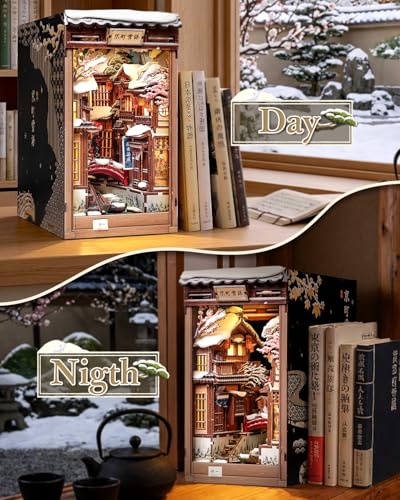 CUTEBEE Book Nook Kit, Japanese DIY Miniature Dollhouse for Adults - color: Kyoto Snow Whisper
