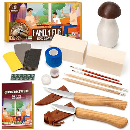 BeaverCraft Wood Carving Kit for Beginners DIY Kits for Adults & Kids Woodworking Kit Whittling Knife Set – Craft Hobby Kits for Adults Teens Hobbies for Men & Women Wood Carving Knives Tools DIY09