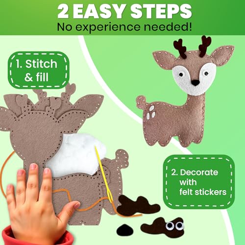 Sewing Kit for Kids Ages 4-8 - 12 Beginner DIY Kids Sewing Crafts Ages 4-7 - color: 2.0 Wood