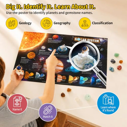 CubicFun Solar System Gem Dig Kit for Kids 8-12, STEM Space Science Kit