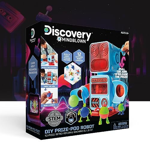 Discovery DIY Prize-Pod Robot Kit, 52-Piece Vending Machine Building Set, 12 Transforming Capsules, Educational Science Experiment, Engineering STEM Project, Robotics Toy Gift Kids Age 8+