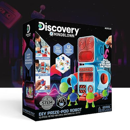 Discovery DIY Prize-Pod Robot Kit, 52-Piece Vending Machine Building Set, 12 Transforming Capsules, Educational Science Experiment, Engineering STEM Project, Robotics Toy Gift Kids Age 8+