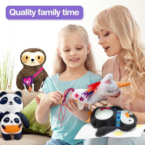 Avenir My First Sewing Kit for Kids 6-8, Alpaca Stuffed Animal Craft Set - color: Llama