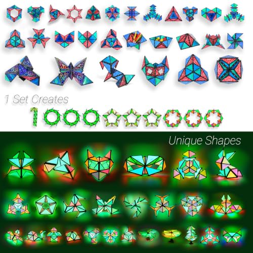 TOSY Magnet Pyramid Stone - 1 Cube Transforms into 1 Billion Shapes, 12 Pieces, 243 Rare Earth Magnets, Holographic Design Magnet Tiles Creative Puzzle STEM/STEAM Toy - color: Stone (Set of 1)