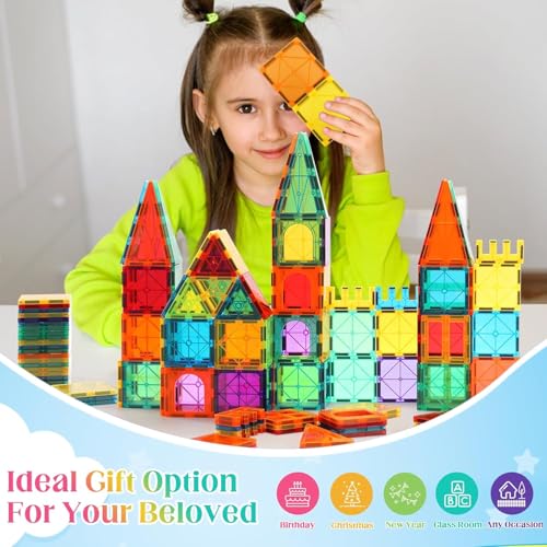 OugerToy 32-Pack Magnetic Tiles–Rainbow Builder Set - style: 32PCS