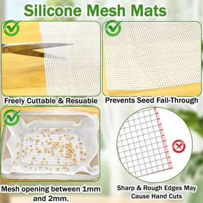 1 Pack Stainless Steel Seed Sprouter Tray Visual Soil-Free Cultivation Germination Tray with Acrylic Base Mesh Pads Seed Starter Tray Microgreens Growing Kit for Sprouts Beans Indoors Sprouting Seeds