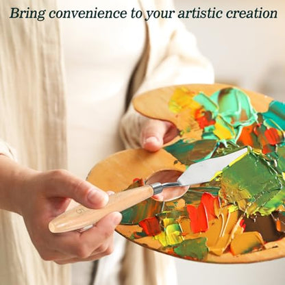 Honoson 7 Pcs Painting Knife Palette Knife Set Steel Spatula,Wood Color - color: Wood Color