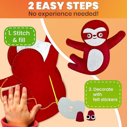 Sewing Kit for Kids Ages 4-8 - 12 Beginner DIY Kids Sewing Crafts Ages 4-7 - color: 6.0 Safari