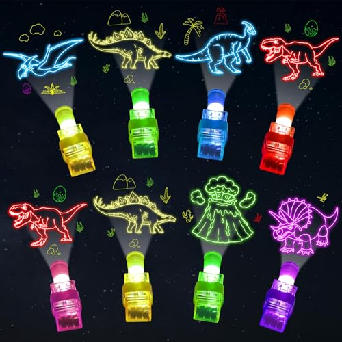 CHUNNIN 36 Pcs Dinosaur LED Finger Lights Glow in Dark Dino Party Favor - style: Dinosaur