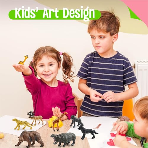 15 Wild Animal Figurines for Kids, Plastic Safari Animal Toys Tiny Portable Jungle Creature Figures Playset Montessori Toys Educational Game for Homeschool Preschool Toddler Kids - style: Wildlife (excluding cards)
