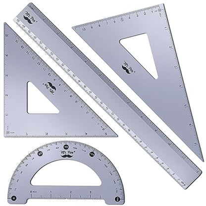 Mr. Pen- Metal Geometry Kit, 4 Pack, 45° & 30°/60° Set Squares - color: Periwinkle Gray