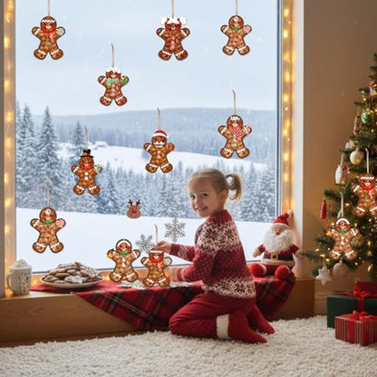 Tinlade 32 Set Christmas Gingerbread Suncatchers Crafts Xmas DIY Activities - style: Gingerbread Man