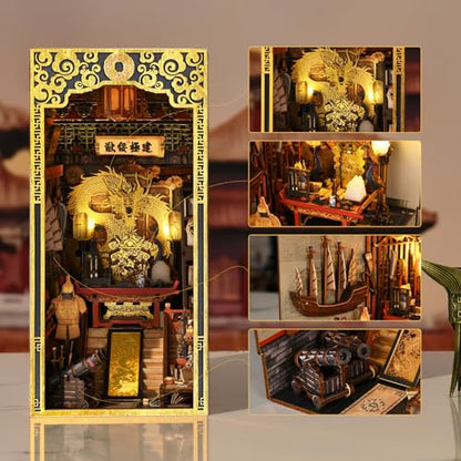 MiniCity Emperor's Study Book Nook Kit, 3D Wooden Bookshelf Puzzle with LED - color: The Emperor's Study