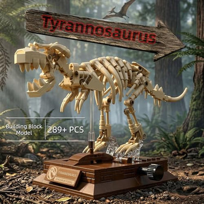Tyrannosaurus Rex Fossil Building Block Set – Dinosaur Skeleton Model with Museum-Style Display Base
